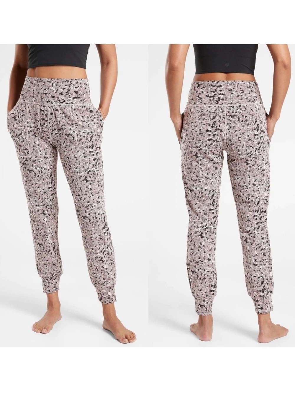 Athleta Salutation S Textured Jogger Pants High Rise Activewear Yoga Lounge